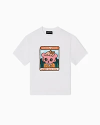 Emporio Armani - ASV comfort-fit jersey T-shirt with Manga Bear Crew print, Boy, White, Size: