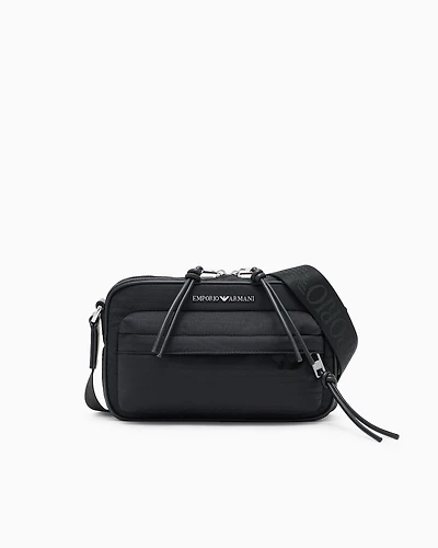 Emporio Armani - Nylon camera case with monogram lettering, Man, Black, Size: TU