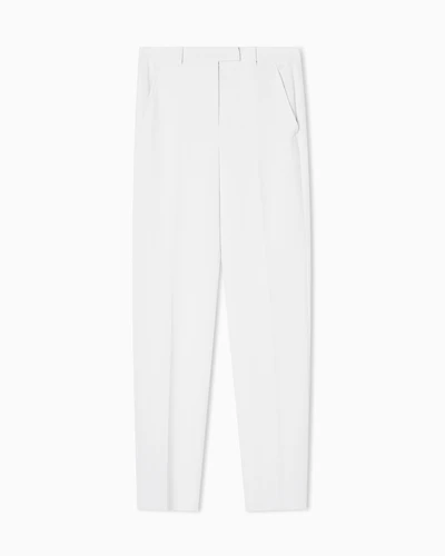 Emporio Armani - ASV waffle weave technical fabric trousers, Woman, White, Size: