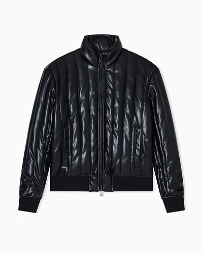 Armani Exchange - Full zip jacket shiny fabric, Man, Black, Size: