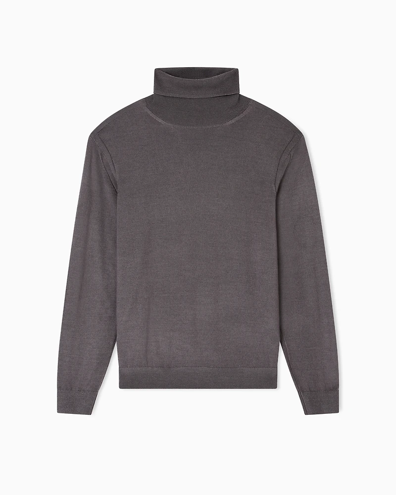Armani Exchange - Wool Blend Turtleneck Sweater, Man, Grey, Size:
