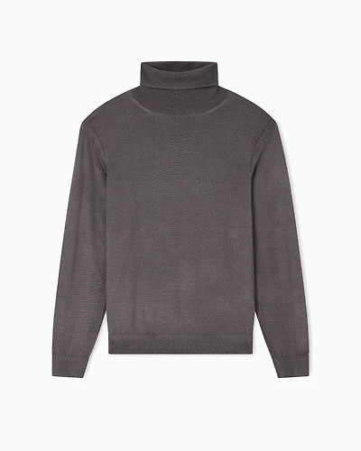 Armani Exchange - Wool Blend Turtleneck Sweater, Man, Grey, Size: