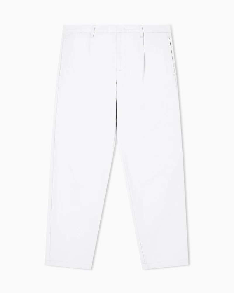 Armani Exchange - Cotton twill chinos, Man, White, Size: