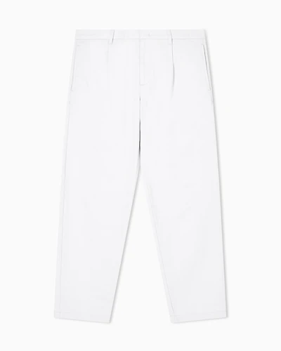 Armani Exchange - Cotton twill chinos, Man, White, Size: