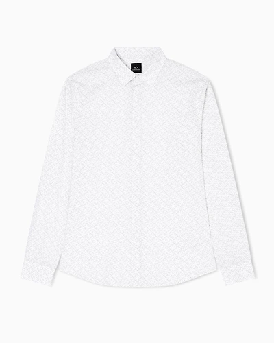 Armani Exchange - Slim fit micro-pattern shirt, Man, White, Size: