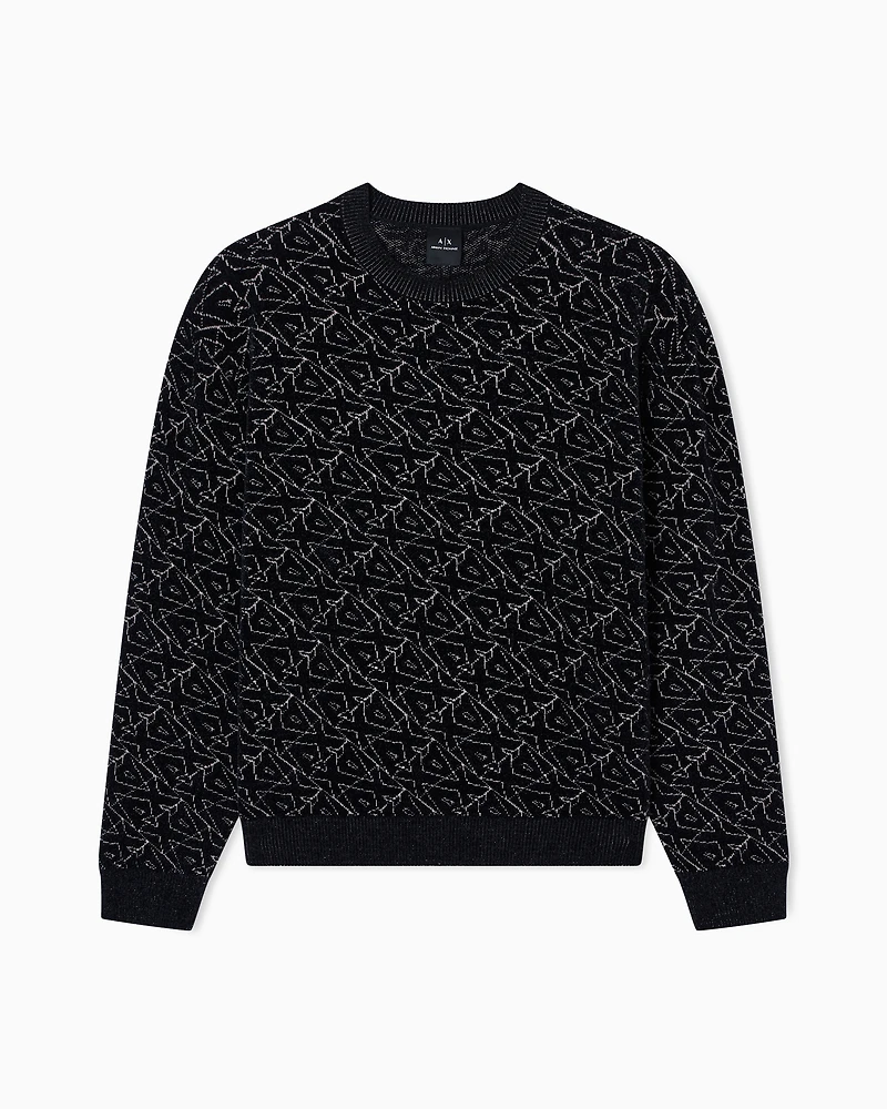 Crew neck sweater with allover logo