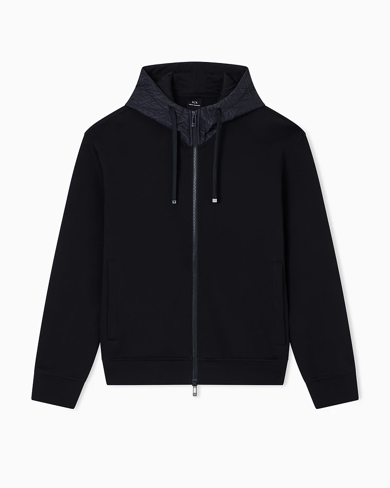 Armani Exchange - Zip-up sweatshirt with contrasting hood, Man, Black, Size: