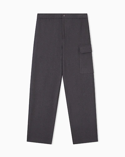 Armani Exchange - Wool Blend Cargo Pants, Man, Grey, Size: