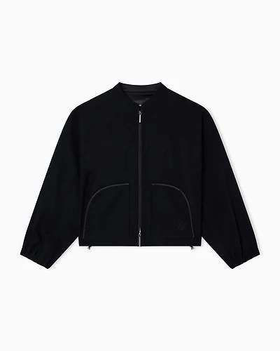 Emporio Armani - Technical cady blouson with logo embroidery, Woman, Black, Size: