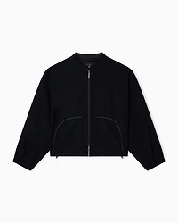 Emporio Armani - Technical cady blouson with logo embroidery, Woman, Black, Size: