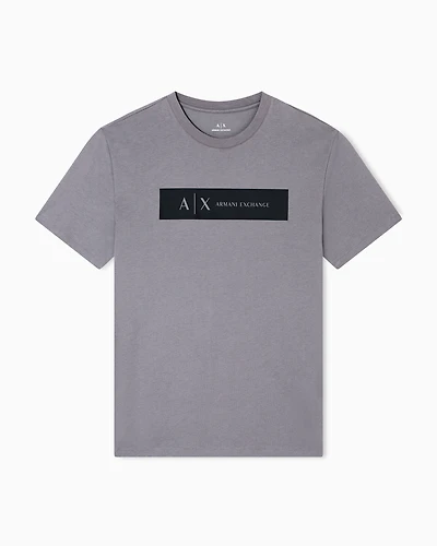 Armani Exchange - Regular fit T-shirt with rectangular logo, Man, Grey, Size: