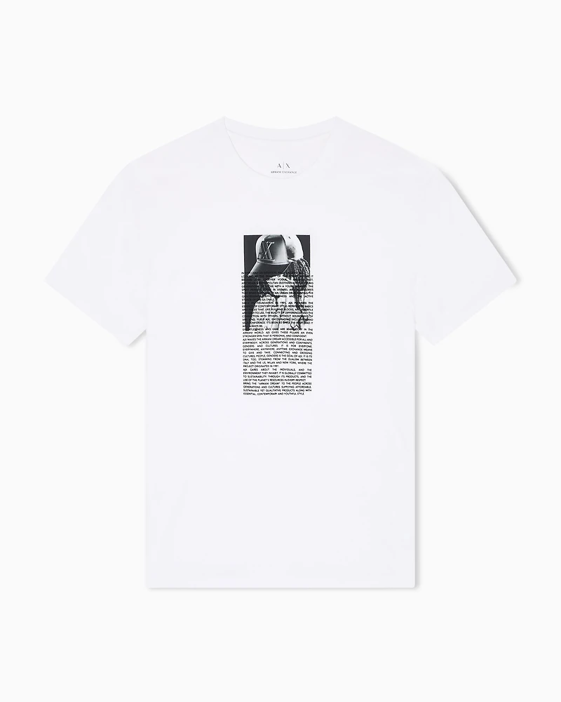 Armani Exchange - Regular fit T-shirt with photographic print, Man, White, Size:
