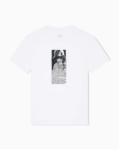 Armani Exchange - Regular fit T-shirt with photographic print, Man, White, Size: