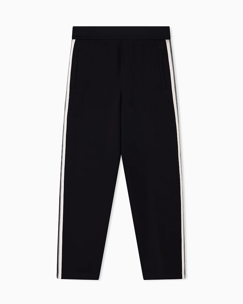 Emporio Armani - ASV jersey trousers with elasticated waist and contrasting bands, Man, Black, Size:
