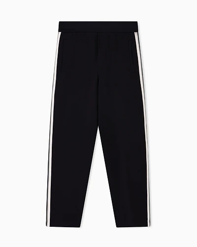 Emporio Armani - ASV jersey trousers with elasticated waist and contrasting bands, Man, Black, Size: