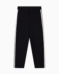Emporio Armani - ASV jersey trousers with elasticated waist and contrasting bands, Man, Black, Size: