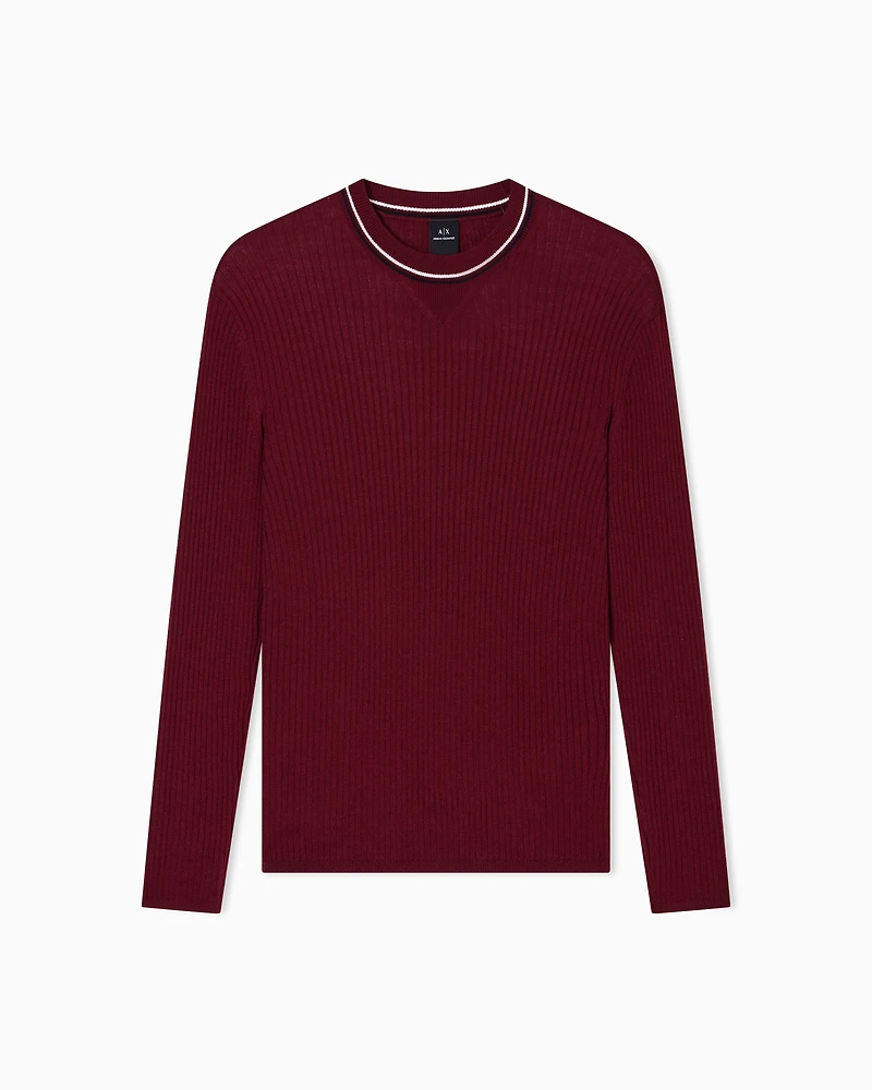 Armani Exchange - Crew neck sweater with contrasting profile, Man, Red, Size: