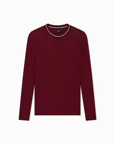 Armani Exchange - Crew neck sweater with contrasting profile, Man, Red, Size:
