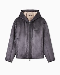 Armani Exchange - Eco suede hooded jacket, Man, Grey, Size:
