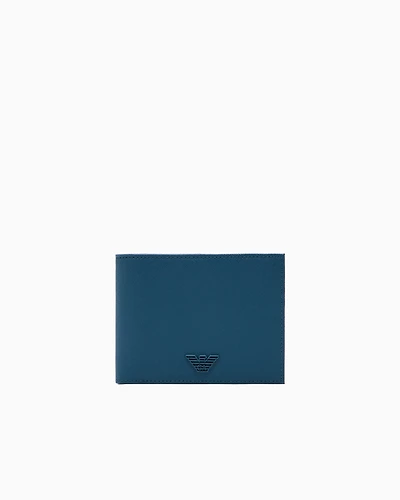 Emporio Armani - ASV regenerated Saffiano bifold wallet, Man, Blue, Size: TU