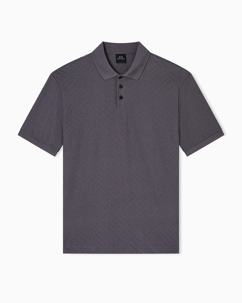 Armani Exchange - Regular fit polo shirt with allover logo, Man, Grey, Size: