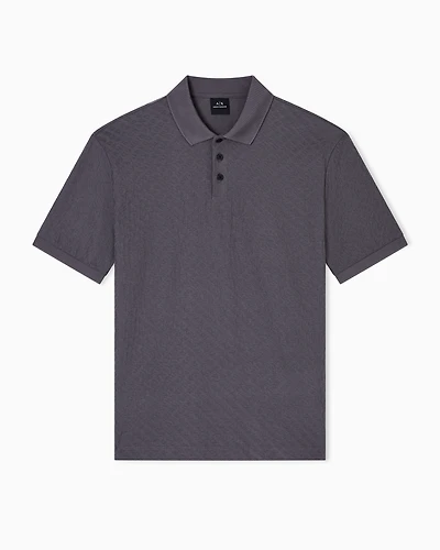 Armani Exchange - Regular fit polo shirt with allover logo, Man, Grey, Size: