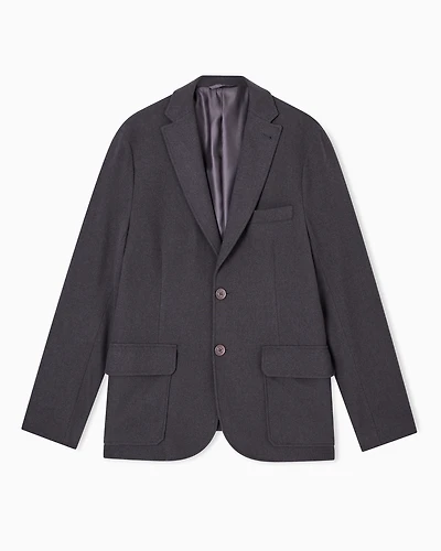 Single-breasted wool blend jacket