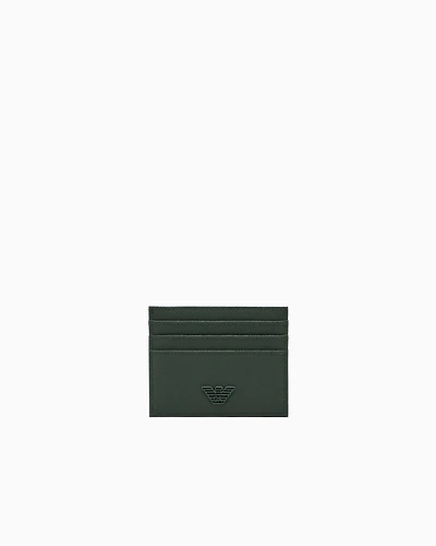 Emporio Armani - ASV regenerated Saffiano card holder, Man, Green, Size: TU
