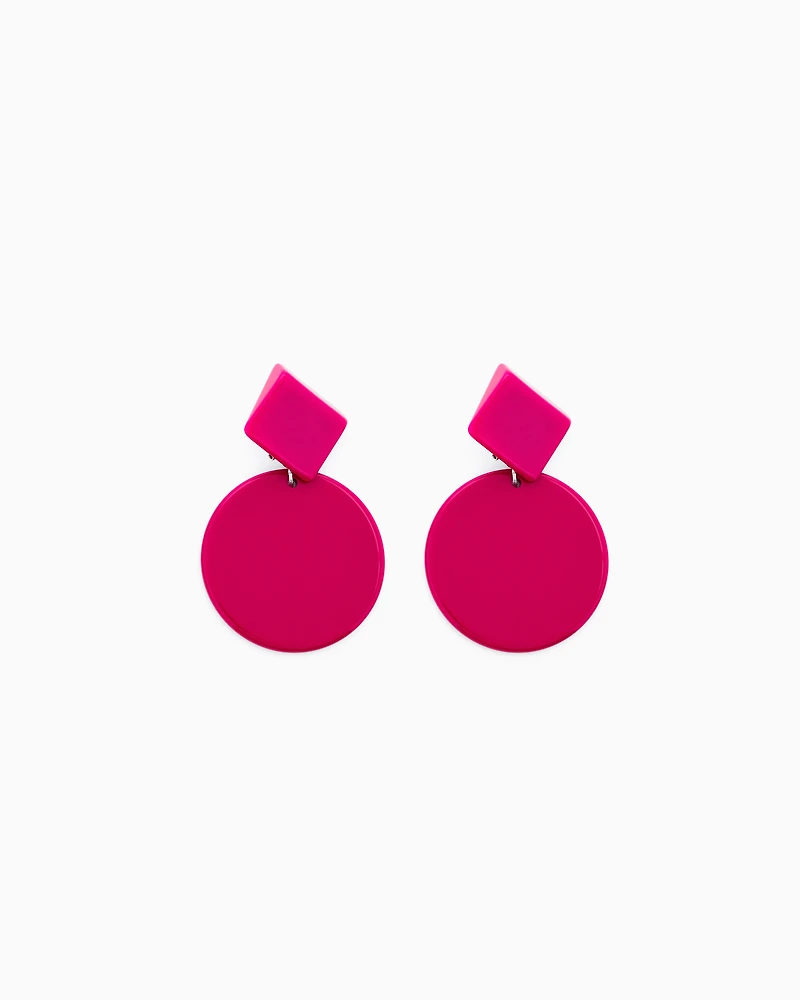 Emporio Armani - Oversized hoop pendant earrings, Woman, Pink, Size: TU