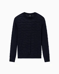 Armani Exchange - WAVY RIBBED SWEATER, Man, Blue, Size: