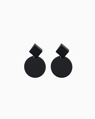 Emporio Armani - Oversized hoop pendant earrings, Woman, Black, Size: TU