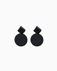 Emporio Armani - Oversized hoop pendant earrings, Woman, Black, Size: TU
