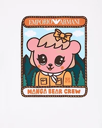 Emporio Armani - ASV comfort-fit jersey T-shirt with Manga Bear Crew print, Boy, White, Size: