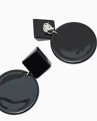 Emporio Armani - Oversized hoop pendant earrings, Woman, Black, Size: TU