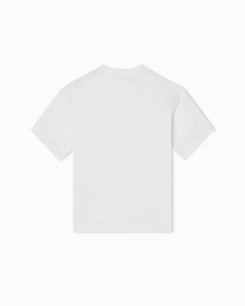 Emporio Armani - ASV comfort-fit jersey T-shirt with Manga Bear Crew print, Boy, White, Size: