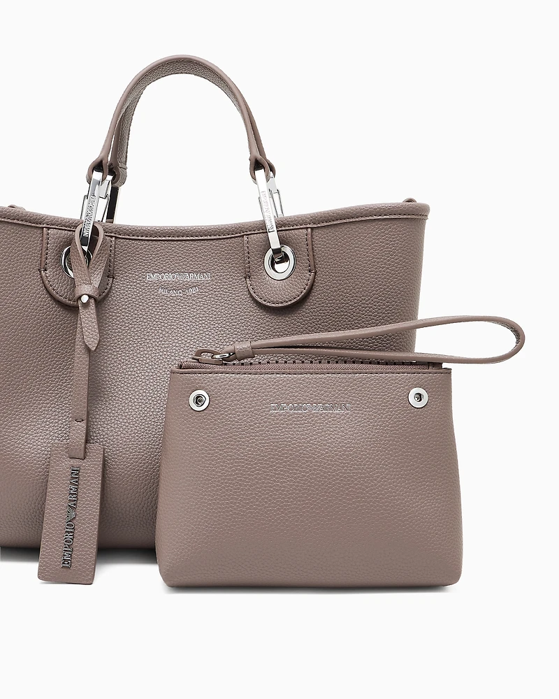 Emporio Armani - Small MyEA shopper bag with deer print, Woman, Camel, Size: TU