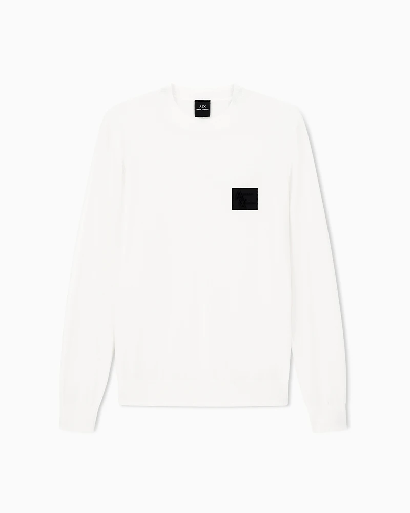 Armani Exchange - Crew neck sweater with patch, Man, White, Size: