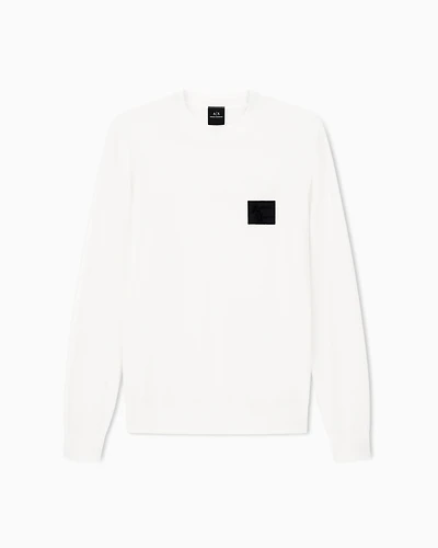 Armani Exchange - Crew neck sweater with patch, Man, White, Size: