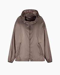 Emporio Armani - Water-repellent nylon hooded blouson, Woman, Brown, Size: