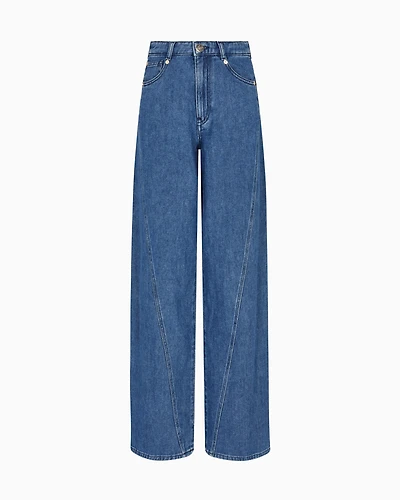 Emporio Armani - J6F relaxed-fit, worn-look denim jeans, Woman, Blue, Size: