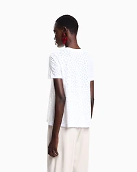 Emporio Armani - Jeu de Cartes devoré jersey T-shirt, Woman, White, Size: