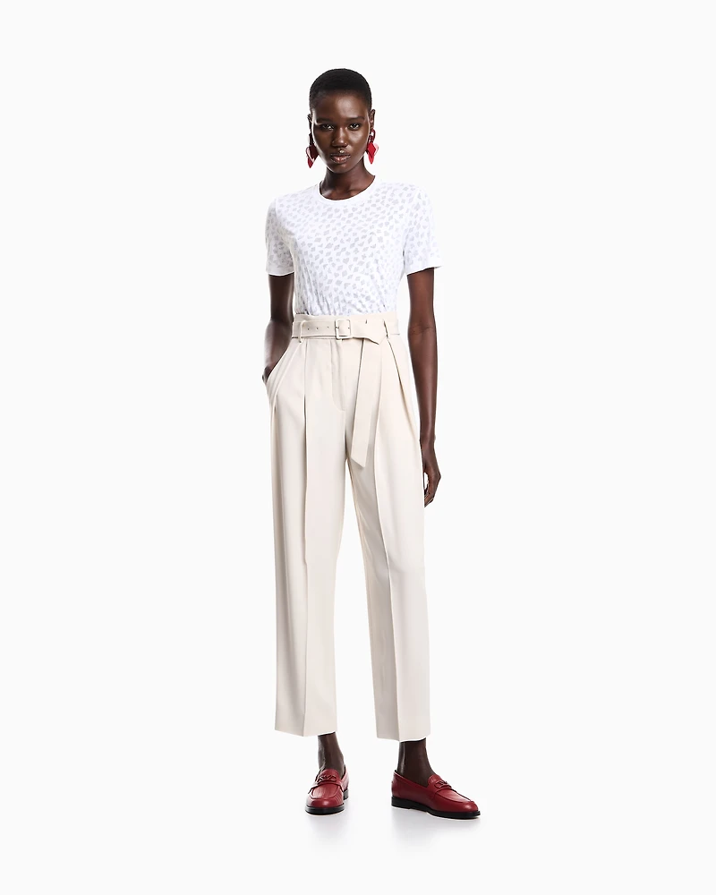 Emporio Armani - Jeu de Cartes devoré jersey T-shirt, Woman, White, Size: