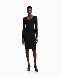 Emporio Armani - Stretch jersey V-neck jumper, Woman, Black, Size: