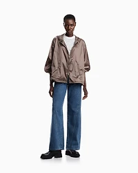 Emporio Armani - Water-repellent nylon hooded blouson, Woman, Brown, Size: