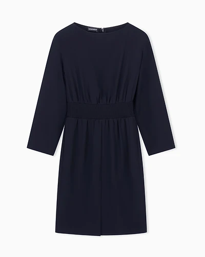 Emporio Armani - Technical-cady dress with elasticated waist, Woman, Black, Size:
