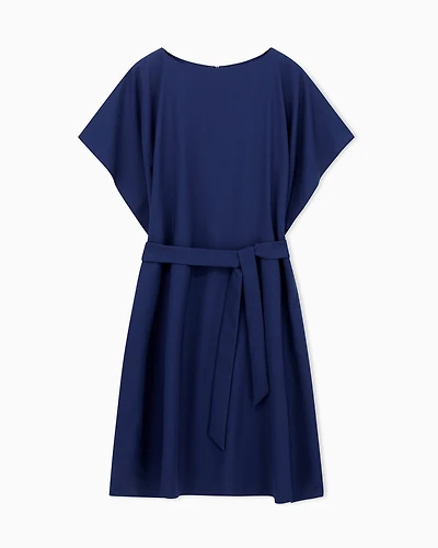 Emporio Armani - Satin crêpe sash dress , Woman, Blue, Size: