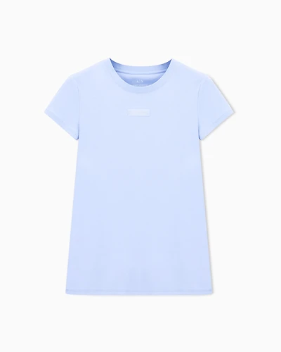 Armani Exchange - Regular fit T-shirt with logo, Woman, Light Blue, Size: