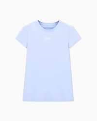 Armani Exchange - Regular fit T-shirt with logo, Woman, Light Blue, Size:
