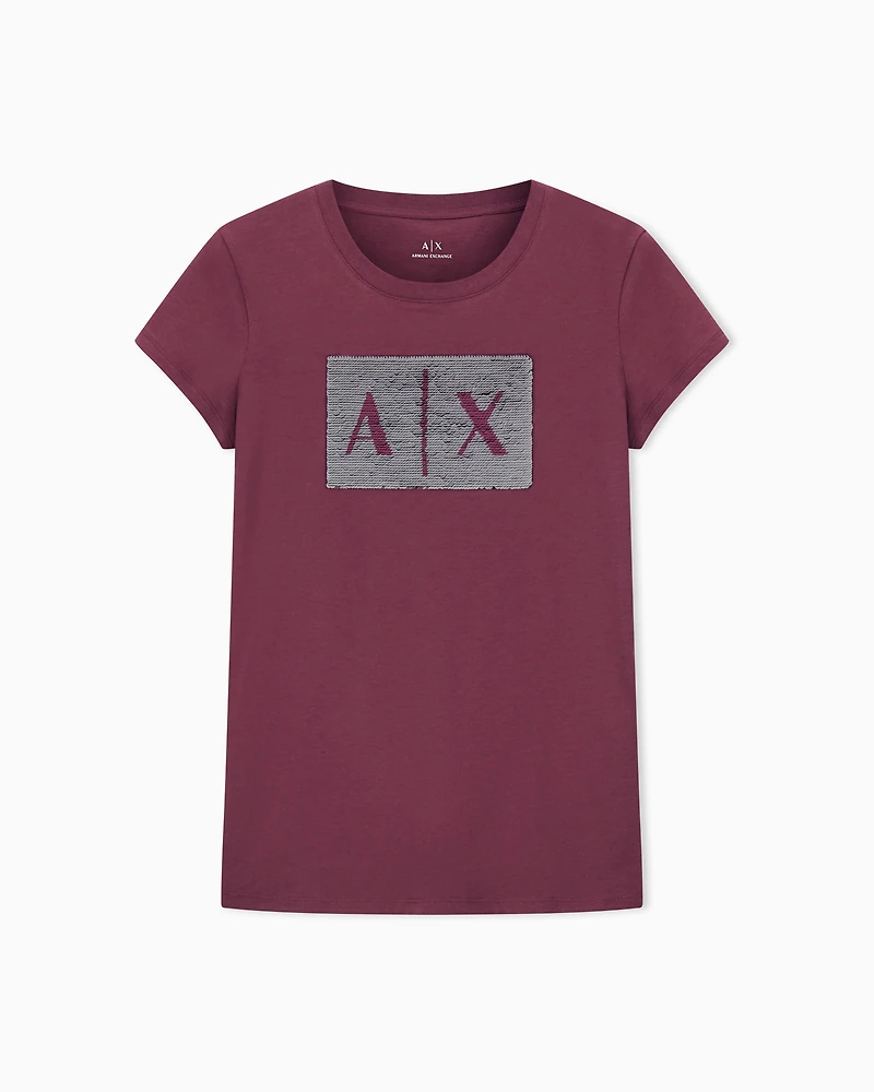 Armani Exchange - Slim fit T-shirt stretch cotton jersey, Woman, Burgundy, Size: