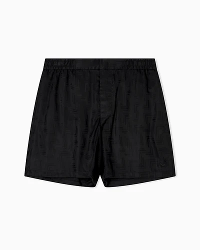 Emporio Armani - ASV jacquard Lyocell Bermuda shorts, Man, Black, Size:
